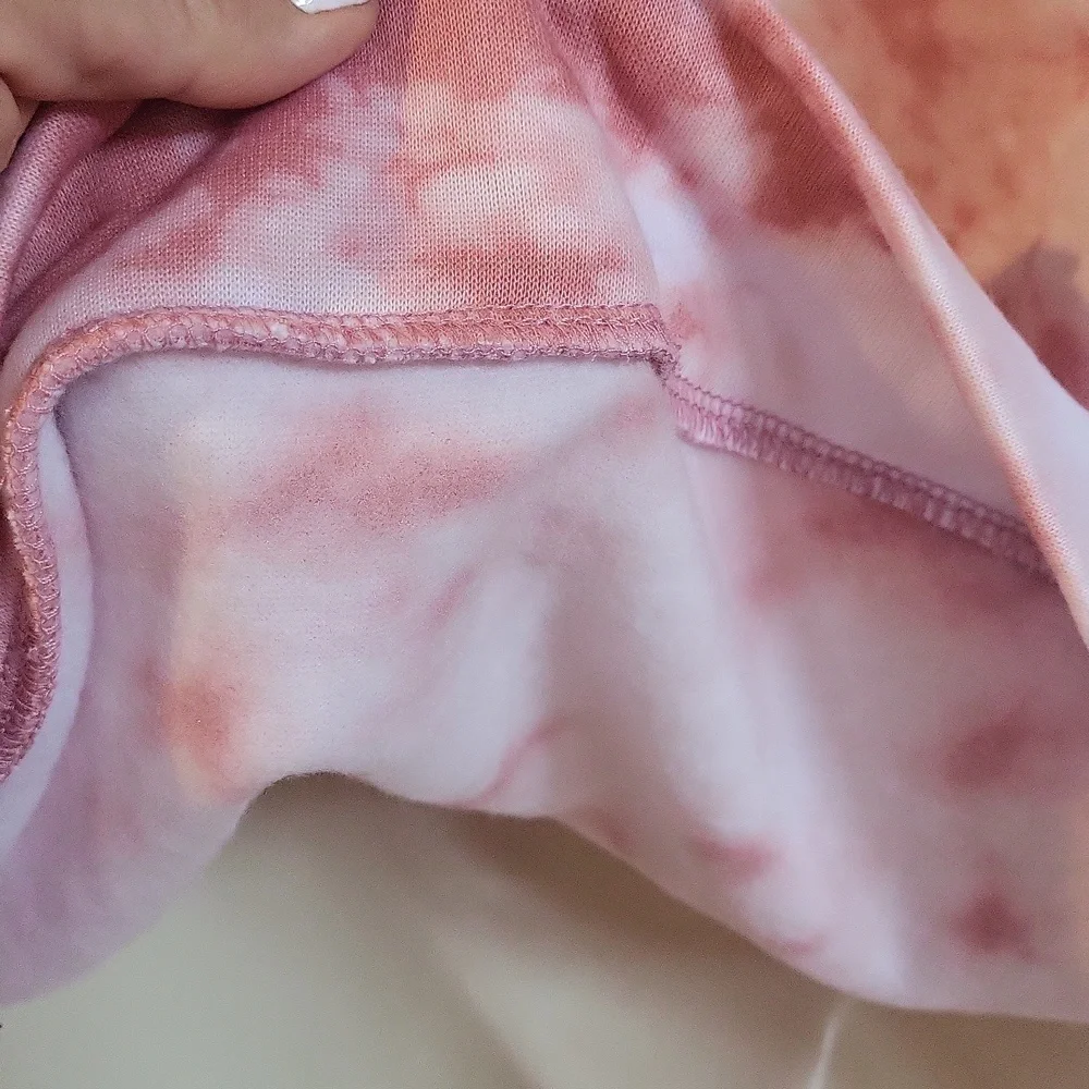 Bobbie Brooks XL Ladies Tie Dye Pink/white Sweatshirt with Hoodie Lounge - Picture 6 of 7